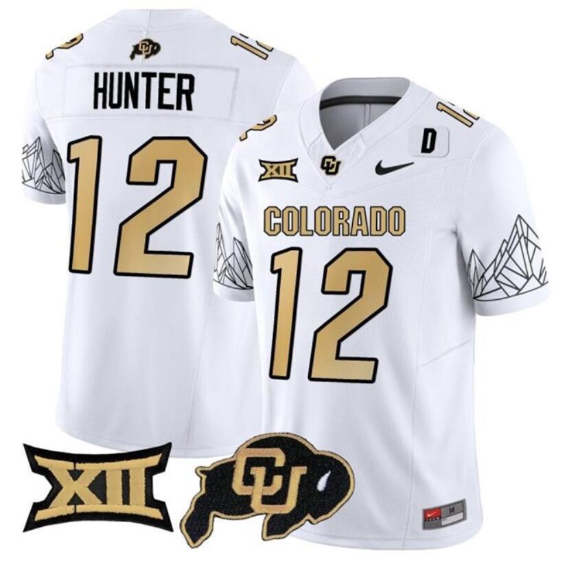 Youth White Colorado Buffaloes ACTIVE PLAYER Custom 2024 F.U.S.E. With Big 12 XII Patch Stitched Football Jersey